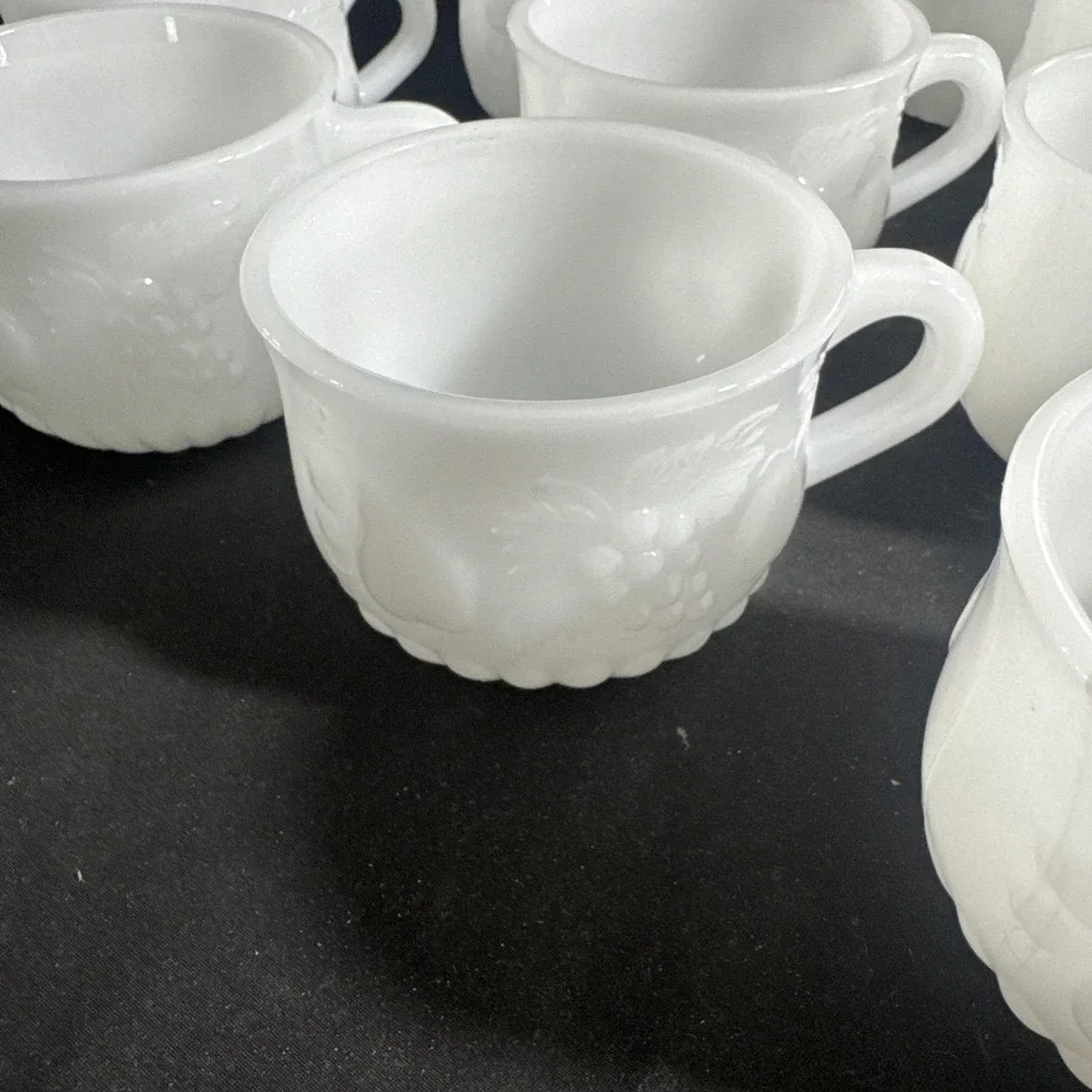 Milk Glass Punch Cups Set Of 10 Jeanette Glass Grapes